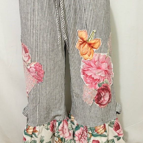 Vtg Bloomers Shabby Boho Lace Cotton One Size Adj Waist Double Ruffled Pantaloon - Picture 4 of 12